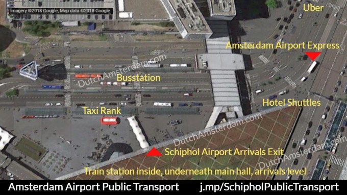 阿姆斯特丹機場往市區搭車位置