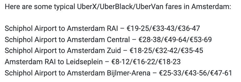 阿姆斯特丹機場搭Uber價格